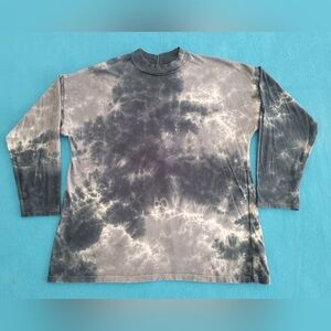 We The Free Free People Black Gray Tie Dye Long Sleeve T shirt M Oversized